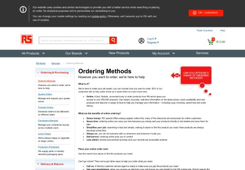 
                            8. Ordering Methods - RS Components