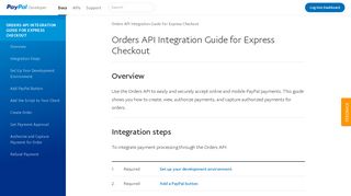 
                            1. Orders API Integration Guide for Express Checkout - PayPal Developer