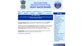 
                            6. ORDINARY GRADE - :: Heavy Water Board - A unit under Department ...