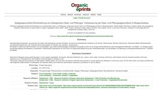 
                            9. Organic Eprints - Saatgutgesundheit:Sicherstellung von biologischem ...