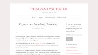 
                            7. Organisation, Bewerbung &Matching – CHIARASAYSHIFROM