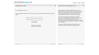 
                            3. Organization Login - physiciansapply.ca