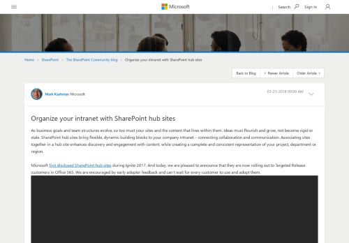 
                            10. Organize your intranet with SharePoint hub sites in Office 365