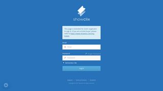 
                            10. Organizer Login - ShowClix Admin