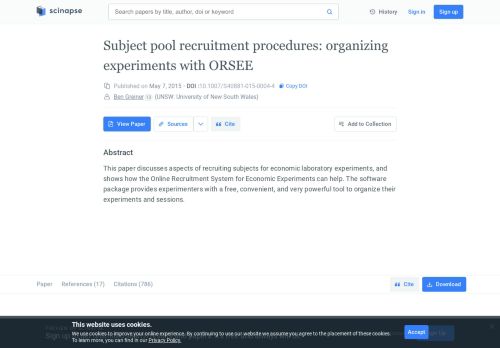 
                            13. organizing experiments with ORSEE - Scinapse