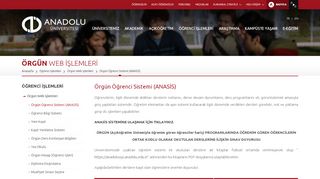 
                            6. Örgün Öğrenci Sistemi (ANASİS) | Anadolu Üniversitesi