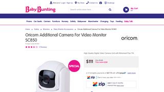 
                            13. Oricom Monitor Camera Extra SC850 | Baby Bunting