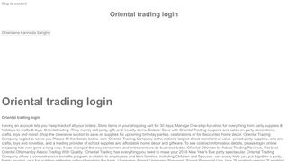 
                            4. Oriental trading login - SigmaCivil