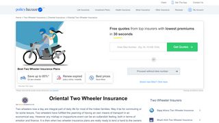 
                            11. Oriental Two Wheeler Insurance | Plans, Reviews, Benefits