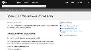 
                            5. Origin - Find missing games in your Origin Library - EA Help