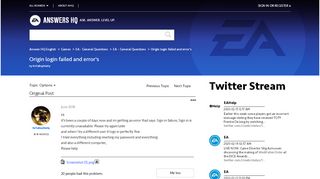 
                            2. Origin login failed and error's - Answer HQ