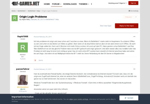 
                            8. Origin Login Probleme - Battlefield 1 Help - BF-Games.net