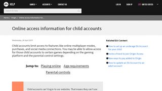 
                            10. Origin - Online access information for child accounts - EA Help