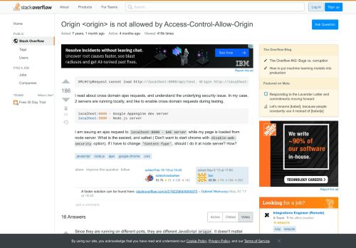 
                            11. Origin <origin> is not allowed by Access-Control-Allow-Origin ...