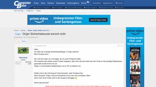 
                            5. Origin - Origin Sicherheitscode kommt nicht | ComputerBase Forum