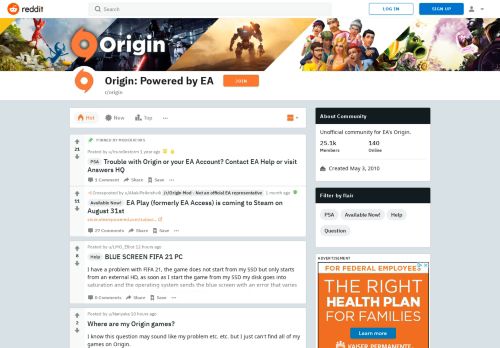 
                            1. Origin: Powered by EA - Reddit