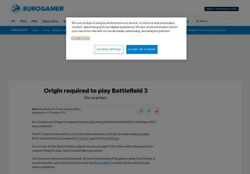 
                            6. Origin required to play Battlefield 3 • Eurogamer.net