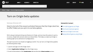 
                            7. Origin - Turn on Origin beta updates - EA Help