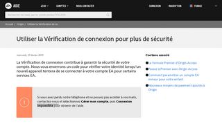 
                            1. Origin - Utiliser la Vérification de connexion pour plus de sécurité