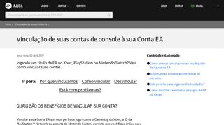 
                            4. Origin - Vinculação de suas contas de console à sua Conta EA