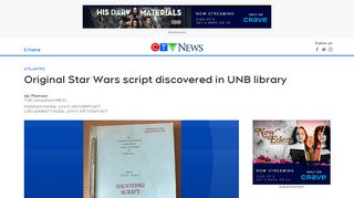 
                            13. Original Star Wars script discovered in UNB library | CTV News Atlantic