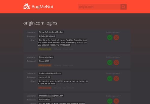 
                            7. origin.com passwords - BugMeNot