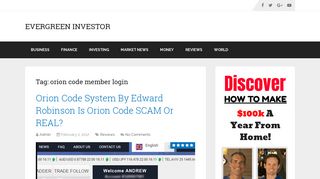
                            1. orion code member login - Evergreen Investor