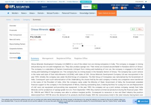 
                            5. Orissa Minerals Development Company Ltd Share Price ... - IndiaInfoline