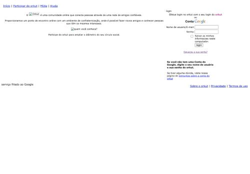 
                            4. orkut - Efetuar login