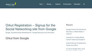 
                            10. Orkut Registration - Signup for the Social Networking site from Google