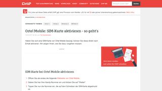 
                            9. Ortel Mobile: SIM-Karte aktivieren - so geht's - CHIP