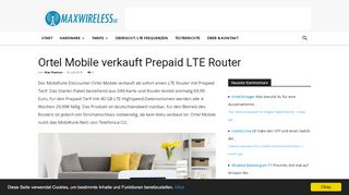 
                            13. Ortel Mobile verkauft Prepaid LTE Router | maxwireless.de
