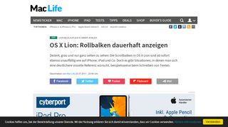 
                            6. OS X Lion: Rollbalken dauerhaft anzeigen | Mac Life