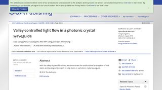 
                            7. OSA | Valley-controlled light flow in a photonic crystal waveguide