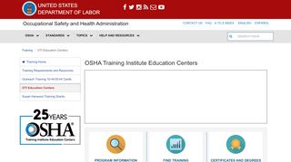 
                            10. OSHA Training Institute Education Centers | Occupational Safety and ...