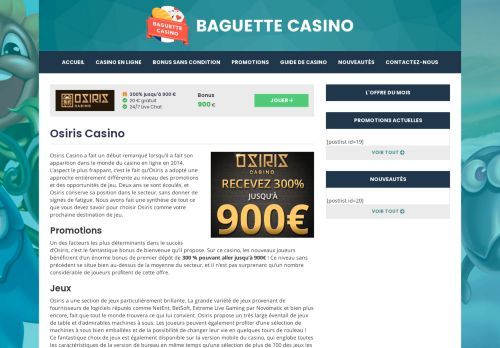 
                            2. Osiris Casino - Baguette Casino