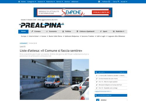 
                            12. Ospedale Legnano liste attesa | La Prealpina - Quotidiano storico di ...