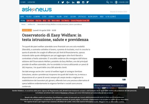 
                            6. Osservatorio di Easy Welfare: in testa istruzione, salute e previdenza