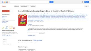 
                            10. Oswaal ISC Sample Question Papers Class 12 Hindi (For March 2019 Exam) - Google बुक के परिणाम