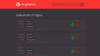 
                            4. otakumole.ch passwords - BugMeNot