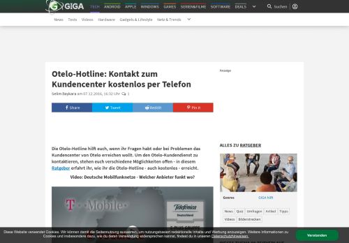 
                            10. Otelo-Hotline: Kontakt zum Kundencenter kostenlos per Telefon – GIGA