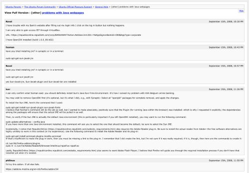
                            12. [other] problems with Java webpages [Archive] - Ubuntu Forums