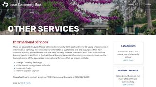 
                            9. Other Services › Texas Community Bank