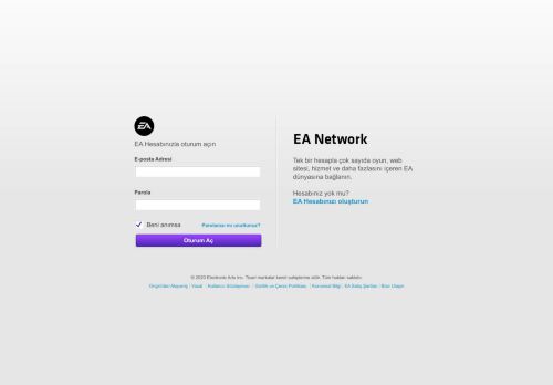 
                            4. Oturum Aç - EA Account - Electronic Arts