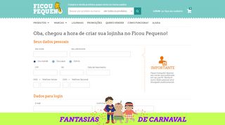 
                            8. ou faça seu cadastro - Ficou Pequeno - Produtos para bebês e ...