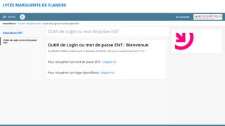 
                            8. Oubli de Login ou mot de passe ENT : Bienvenue - Oubli de Login ou ...