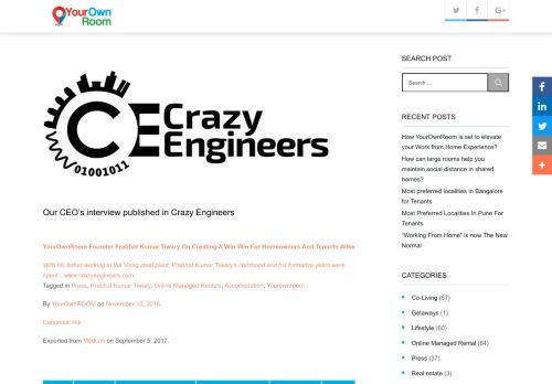 
                            9. Our CEO's interview published in Crazy Engineers - YourOwnROOM ...