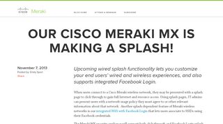 
                            11. Our Cisco Meraki MX is making a splash! - Cisco Meraki ...