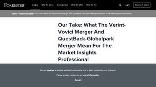 
                            6. Our Take: What The Verint-Vovici Merger And QuestBack ... - Forrester