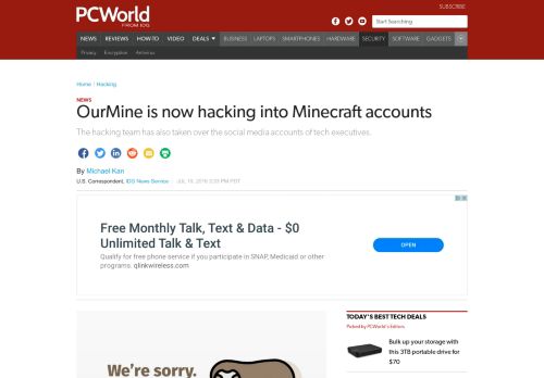
                            9. OurMine is now hacking into Minecraft accounts | PCWorld